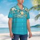 thumbnail image 3 of Fotbe Seashells And Fishing Net On Blue Wooden Table Camisa Hawaiana para Hombre Unisex – Camisa Casual de Verano con Botones de Manga Corta de Algodón y Lino,Small, 3 of 7