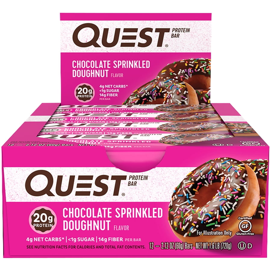 Quest Protein Bar, Chocolate Sprinkled Doughnut, 20g Protein, 12Ct