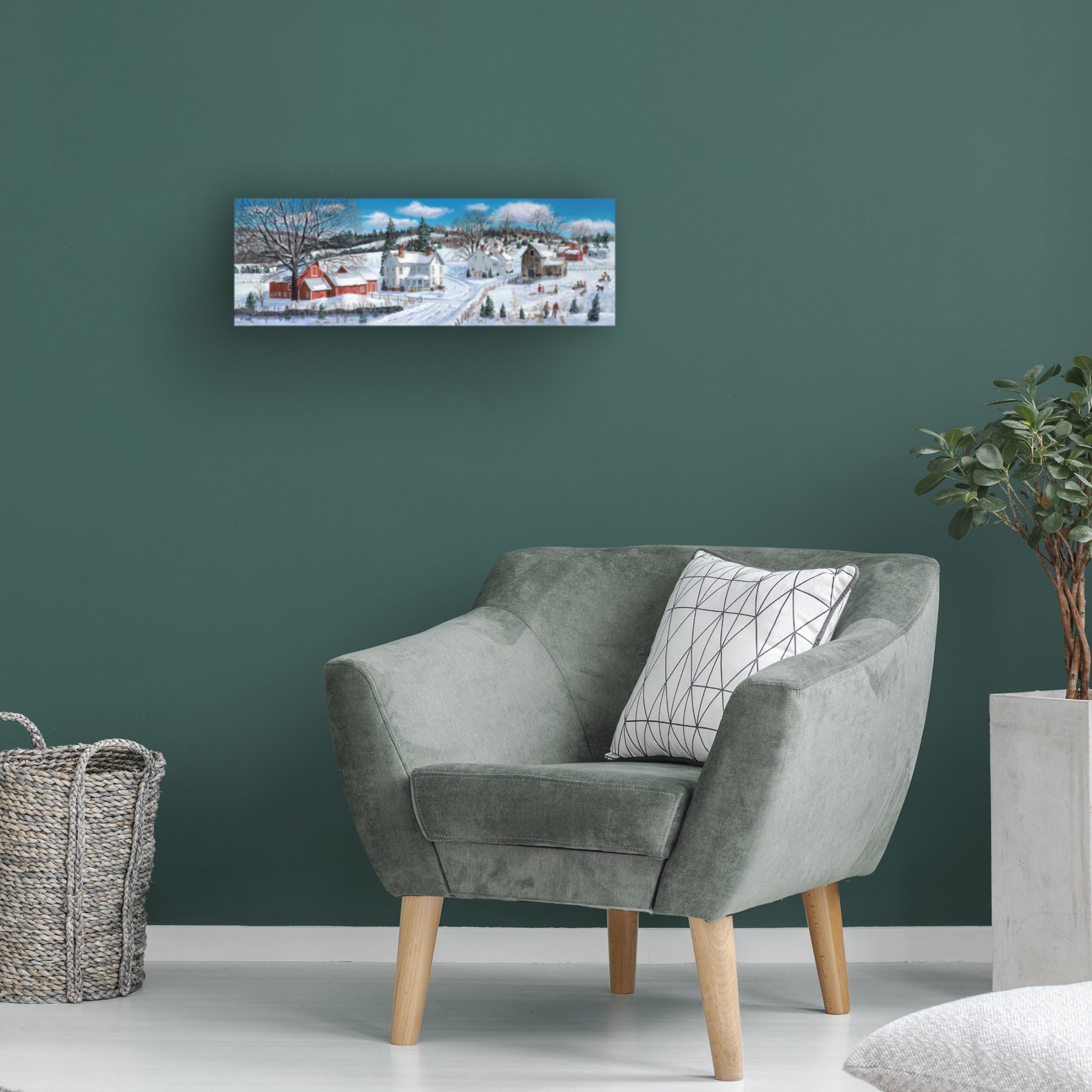 Canvas Wall Art - Bob Fair 'Sleigh Riding Party' Wall Art for Living Room, Bedroom, or Office Décor by Trademark Fine Art - 32 x 10 Inches