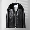 thumbnail image 6 of Men's Winter Plus Velvet Leather Jacket with Solid Color Design, Casual Style for Cold Weather Outings, Holiday Events, and Everyday Wear,Black,L, 6 of 7