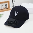 thumbnail image 2 of Ticikt Men Women Solar Powered Fan Hat Cooling Baseball Hat Fishing Camping Beach Hats with USB Charging Sun Hats,Color:Navy, 2 of 3