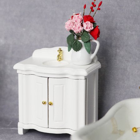 IBASETOY Dollhouse Mini Furniture Decoration Mini Sink Wood 1Pcs Bathroom Decoration