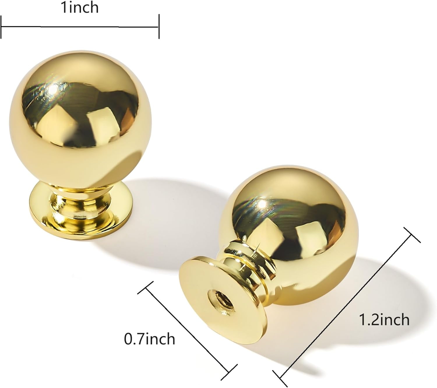 10 Pack 1 Inch Vintage Ball Polished Brass Cabinet Knobs Kitchen Cabinet Hardware Drawer Knobs Pulls for Drawers.
