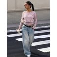 thumbnail image 6 of Women's Off Shoulder Top Cinched Waist Long Sleeve Crop T Shirts Tops Y2k Going Out Pink XL, 6 of 9