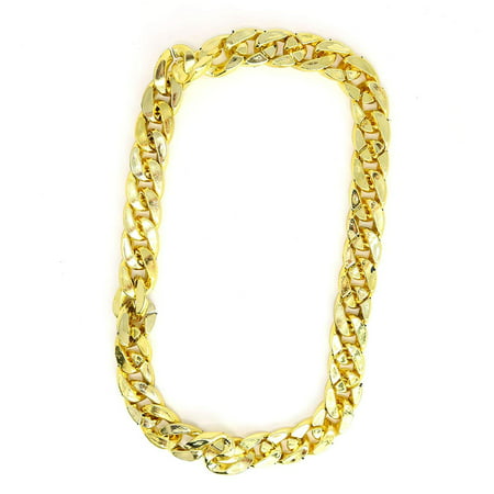 Skeleteen Rapper Gold Chain Accessory - 90s Hip Hop Fake Gold Costume Necklace - 1