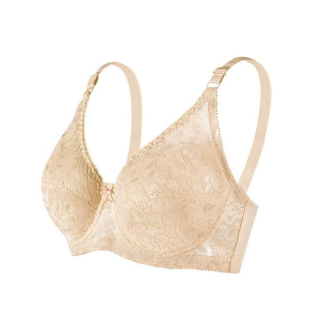 Oplxuo Womens Floral Lace Minimizer Gathered Plunge Sexy Bra Underwire Bralette Breast Cup Full Coverage Bras
