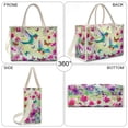 thumbnail image 3 of ZUXONGSY Hummingbird Butterfly Flower Print PVC Tote Bag for Women, Clear Large Shoulder Handbag with Zipper, Lightweight Shopper Tote for Work Travel, Daily Commute Beach Essential, 3 of 7