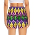 thumbnail image 4 of Uemuo Mardi Gras4 Pattern Women's Athletic Shorts High Waisted Running Shorts with Liner Pockets Gym Elastic Workout Shorts-Medium, 4 of 9