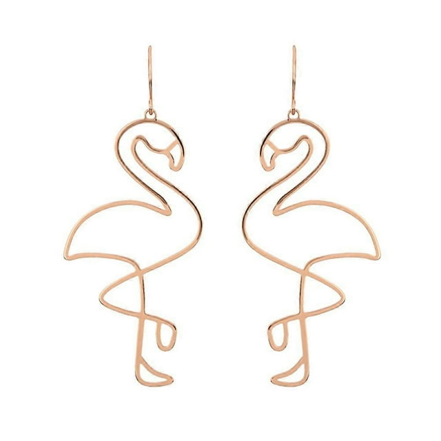 1 Pair Fashion Creative Geometric Hollow Flamingo Dangle Earrings Jewelry for Women Girls (E2008)