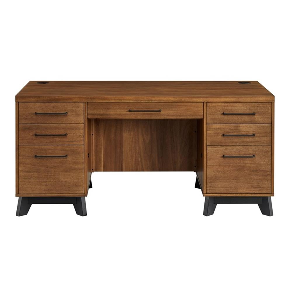Scranton & Co Modern Wooden Executive Desk with Double Pedestal Design