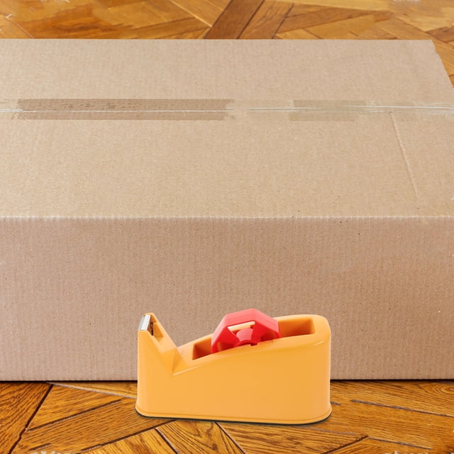 RENACLIPY Packing Tape Dispenser Red with Metal Sealing Cutter and Labor Saving Ergonomic Design