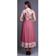 thumbnail image 4 of Bimba Robe Anarkali Aquarelle Rose Col Mandarin Sans Manches Kurtis pour Femmes Imprimé Robe Maxi XX-Grand, 4 of 6