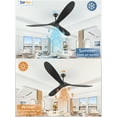 thumbnail image 6 of Zardon 70in Farmhouse Ceiling Fan with Remote Control No Light, 6 Speeds, Reversible, Low Profile Flush Mount Ceiling Fan for Indoor, Outdoor, Black, 6 of 7