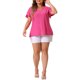 thumbnail image 2 of Blusa de manga acampanada de talla grande para mujer Agnes Orinda, escote en V, camiseta hueca de primavera y verano, 2X, rosa intenso, 2 of 5