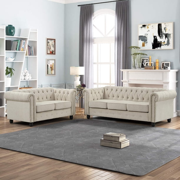 Morden Fort Sofa Set for Living Room Upholstered Loveseat and Couch 2