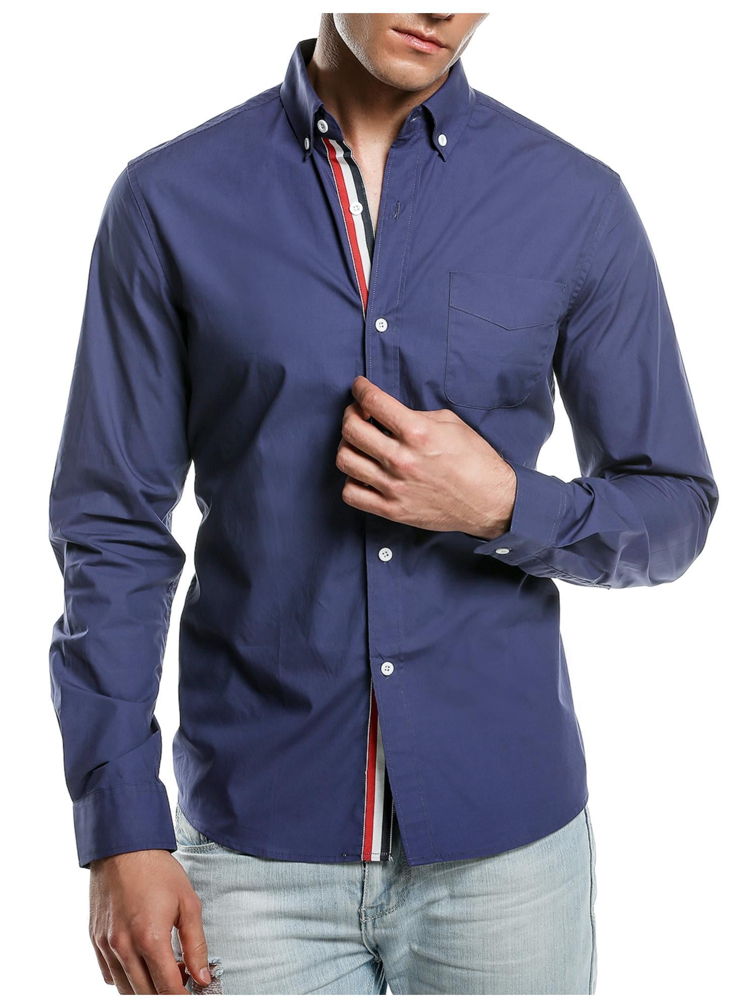 Men Fashion Long Sleeve Lapel Career Business Men Shirt - Walmart.com