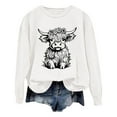 thumbnail image 1 of WEAIXIMIUNG Chandails en Molleton pour Femmes Tendance Fermeture à Glissière Automne et Hiver 2024 Col Rond Mode Imprimé Vache Manches Longues Mode Décontractée Top Sortie, 1 of 4