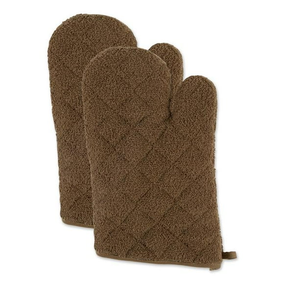 Design Imports CAMZ12827 Terry Oven Mitt&#44; Brown - Set of 2
