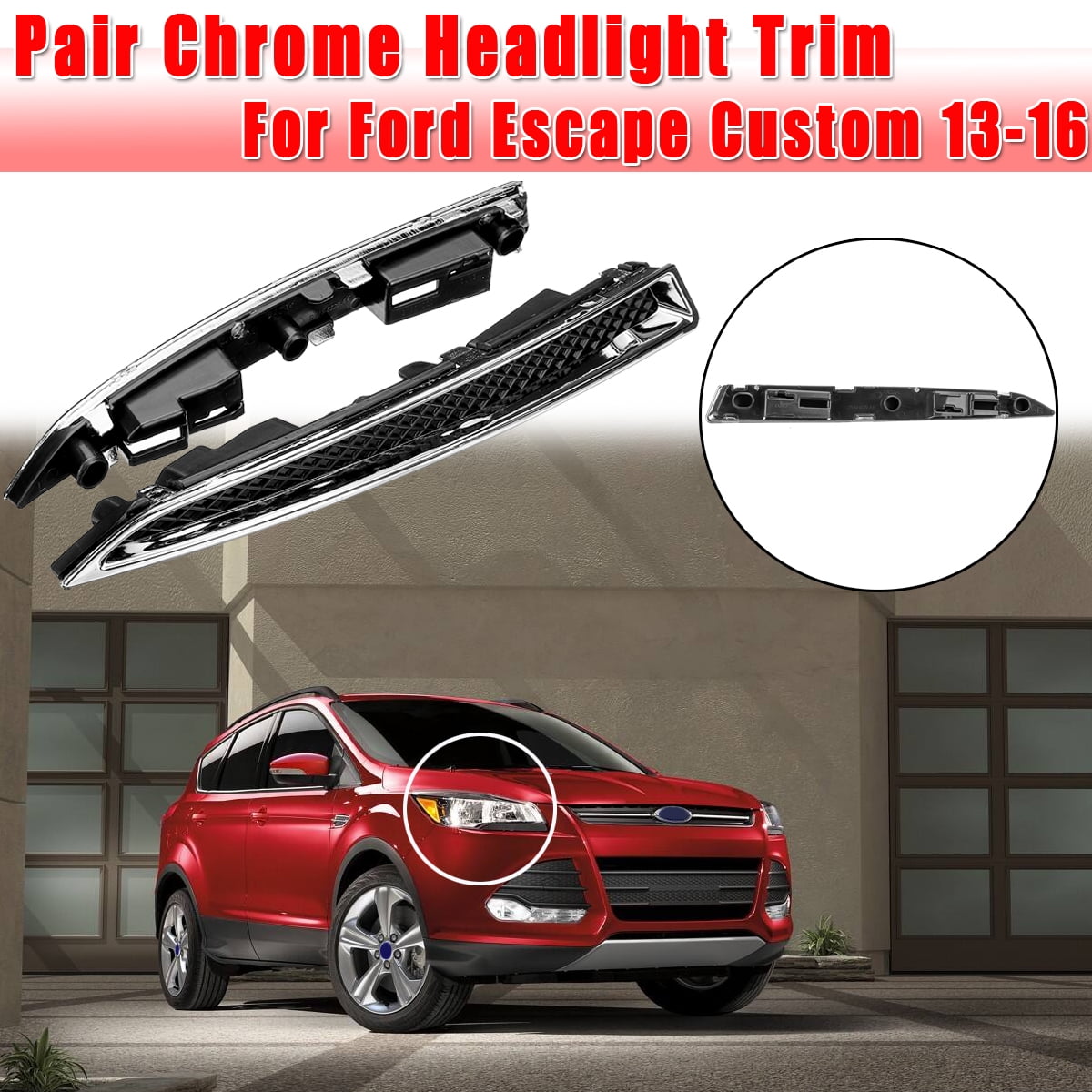 Right+Left Headlight Lower Moulding Trim For Ford Escape Custom 2013 20142016