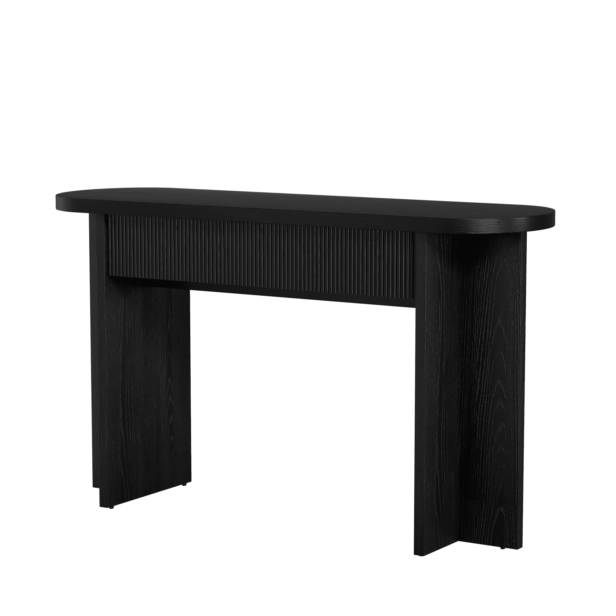 Mintazer 55" Fluted Console Table with 2 Drawers, Modern Entryway Tables with Storage, Sofa Table for Entryway Hallway Living Room, Black