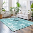 thumbnail image 3 of Area Rugs 3'x5', Teal Coastal Carpet Runner Indoor Outdoor Rugs Home Decor Aesthetic, Summer Ocean Waves Ombre Sea Starfish Non Slip Mats Washable Accent Rug for Living Room Bedroom, 3 of 8