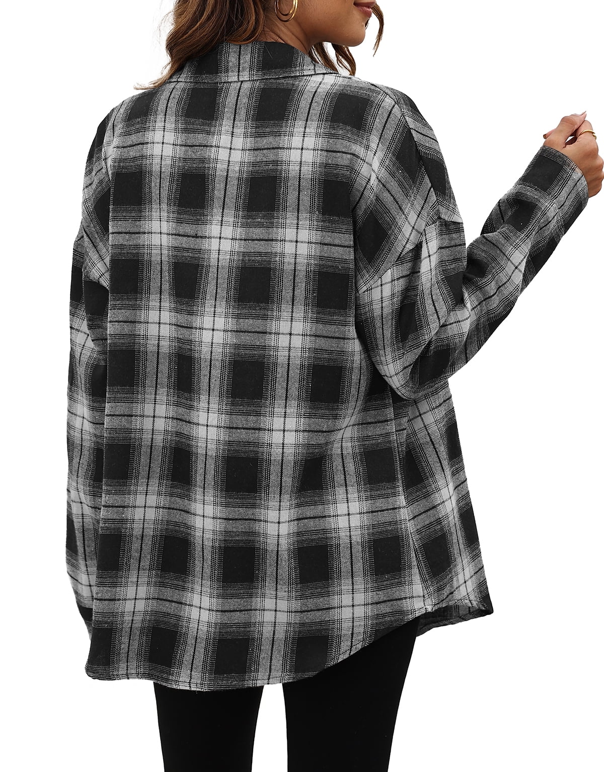 Fantaslook Plaid Flannel Shirts for Women Oversized Long Sleeve Button Down Shirts Blouses Tops