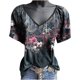 thumbnail image 4 of Blusa de manga corta con cuello en V informal para mujer a la moda, camisetas de verano Fridja  hjk4394, 4 of 5