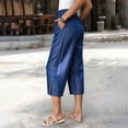 thumbnail image 4 of DHFJKG Women Denim Capri Pants Summer Lightweight Stretch Soft Loose Fit Straight Leg Casual Drawstring Jeans Pants Trendy Trousers, 4 of 6