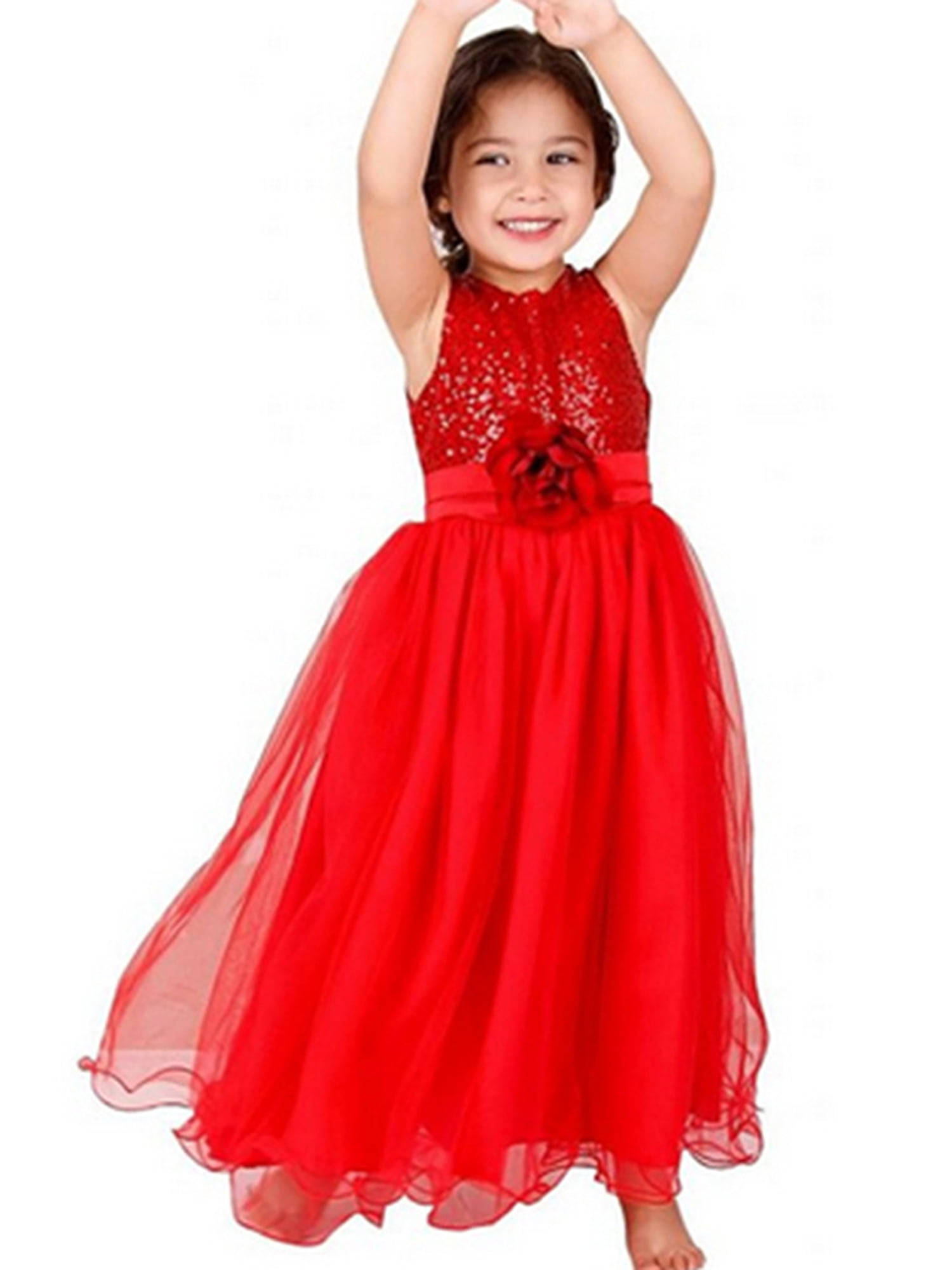 Girls Kids Baby Flower Party Sequins Dress Princess Occasion Wedding Bridesmaid