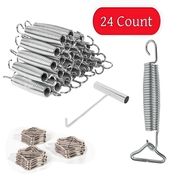 Qunbio 5.5'' Trampoline Springs, 24 Pcs Heavy-Duty Galvanized Steel Replacement Trampoline Springs with V-Ring