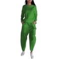 thumbnail image 1 of cfhntfmh Women 2 Piece Sets Lounge Long Sleeve Back Drawstring Tops Fall Comfy Tapered Pants Plus Size Outfits, 1 of 7