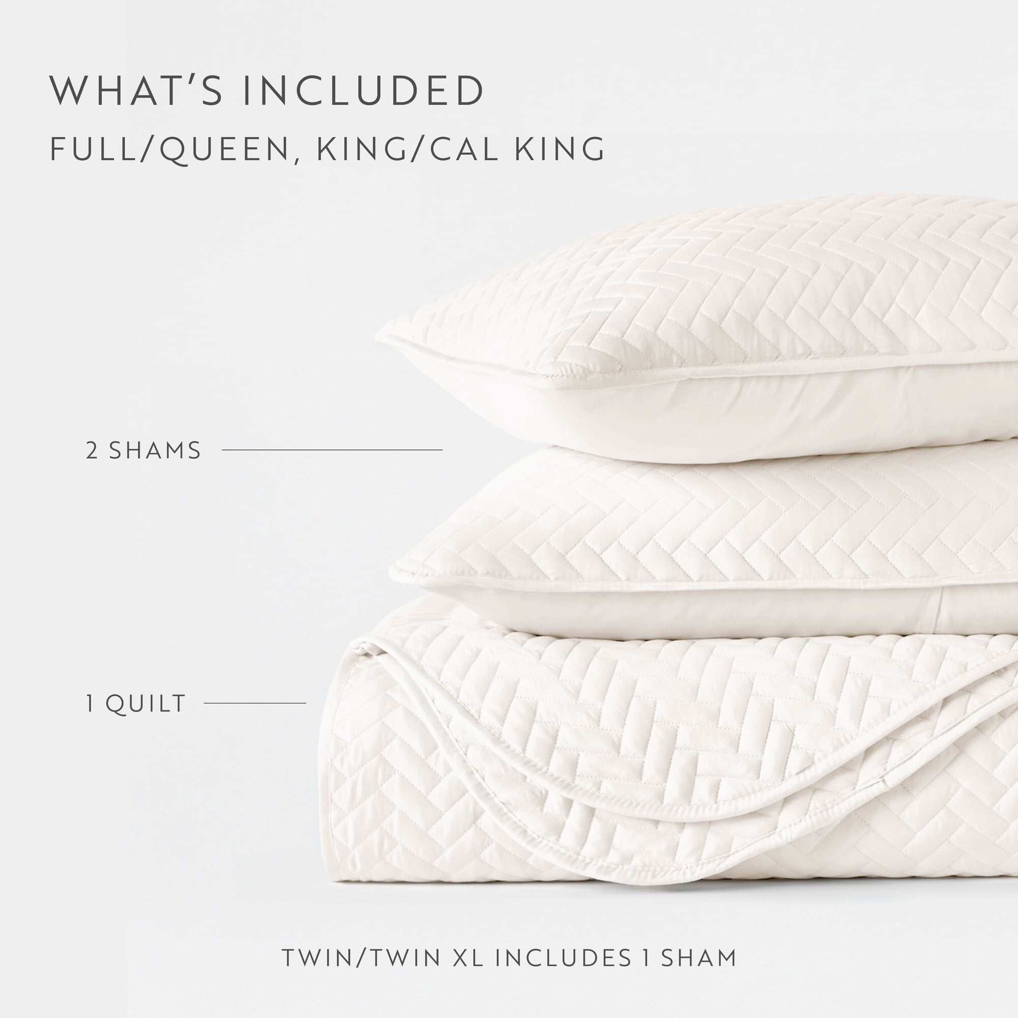 Noble Linens Ivory Herring Pattern Quilted Coverlet, King / CalKing