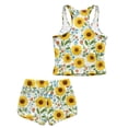 thumbnail image 5 of Xoenoiee Sunflower Flower Print Tankini Swimsuits for Girls Two Piece Bathing Suits with Shorts Plus Size Swimwear Tummy Control Swimsuits Beachwear, 6-7 Years, 5 of 7