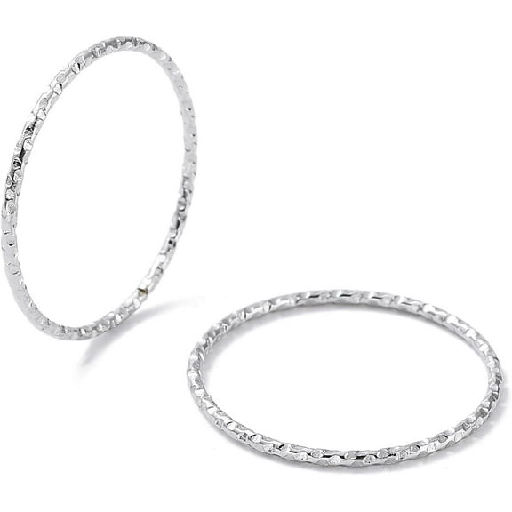 Non-Tarnish 304 Stainless Steel Textured Finger Rings Stainless Steel color US Size 7 1/4(17.5mm) 304 Stainless Steel