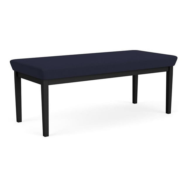Lenox Steel Reception Waiting Room 2-Seat Bench / Black Steel / Navy Blue