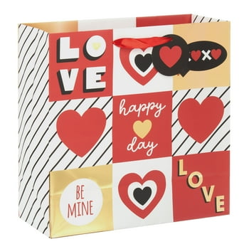 WAY TO CELEBRATE! Way To Celebrate Valentine's Day 9 Squares Large Square Gift Bag, Multi-Color, Paper