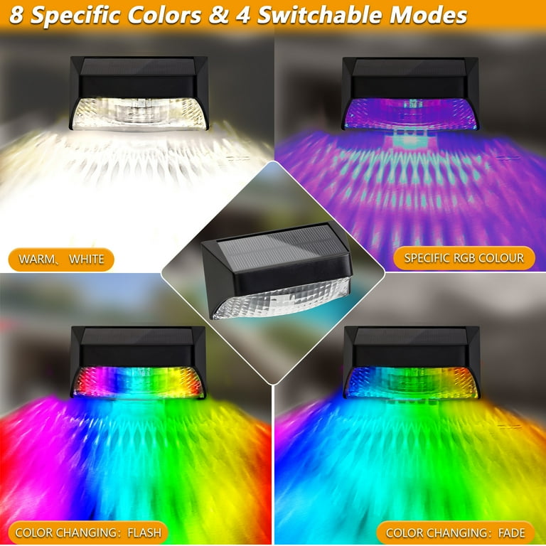 Upgraded Waterproof RGB Solar Fence Lights for Outdoor Decks 