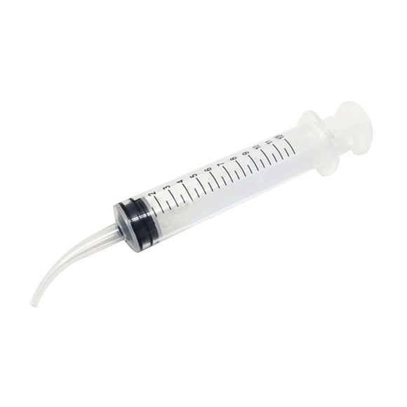 12ml Transparent Dental Irrigation Syringe Oral Irrigator with Tapered Curved Tip