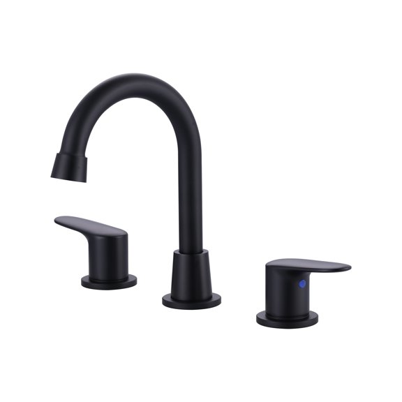 Wowow 8 in. Widespread Double Handle Bathroom Faucet in Black, Lavatory Faucet Swivel Spout with Drain Assembly for Restroom Vanity Camper