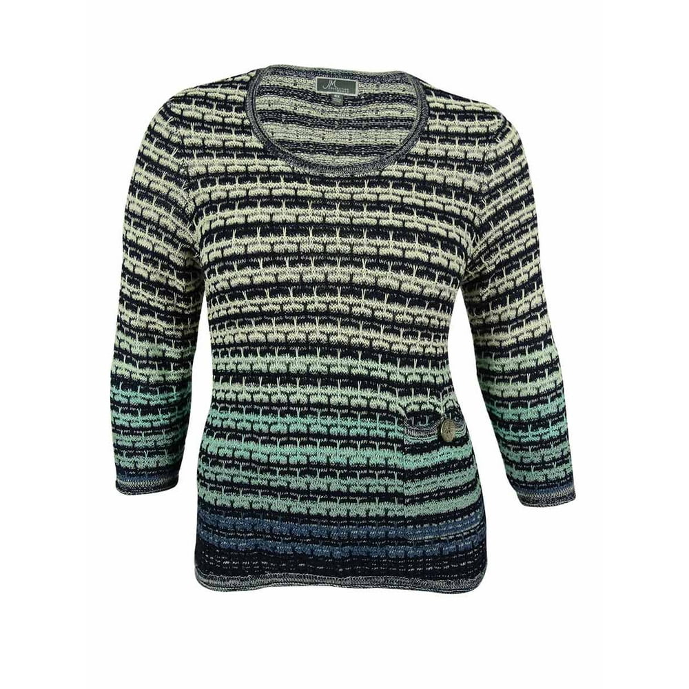 JM Collection - JM Collection Women's Striped Textured Sweater ...