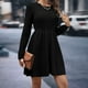 thumbnail image 2 of Vestido de punto de color liso para mujer, manga larga y largo midi. Cómodo y versátil para todas las estaciones. Tallas: S-XL., 2 of 4