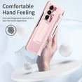 thumbnail image 3 of SaniMore for Samsung Galaxy Z Fold 6 Folding Magnetic Hinge Protection Case with Tempered Glass Film, PU Leather Cover with Wireless Charging & Kickstand Full Body Protective Shell, Pink, 3 of 8