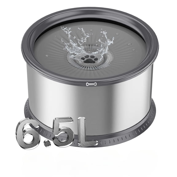 1.6 Gallon Dog Water Bowl, 6.5L/220oz Stainless Steel No Spill Water Bowl for Large Dogs, Super Large Capacity Splash Proof Pet Slow Drinking Water Bowl with Anti-Slip Mat for Mess Drinkers