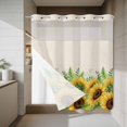 thumbnail image 4 of Summer Sunflower No Hook Shower Curtain with Snap in Liner Country Vintage Farm Yellow Flower Green Leaf Linen Waterproof Bathroom Shower Curtain with See Through Top Window for Bathtub 72" x 72", 4 of 9