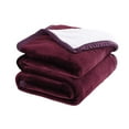 thumbnail image 3 of MarCielo Sherpa Blanket Throw Blankets Bed Blankets, Sherpa Fleece Throw Blanket Super Soft Warm Blanket Velvet Plush (Queen, Burgundy), 3 of 7