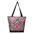 thumbnail image 2 of Large Fashion Print Zippered Top Tote 17 x 14 x 6 - Personalized Custom Monogram or Name Embroidery Available Purple Bohemian Rhapsody, 2 of 5