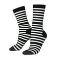 thumbnail image 1 of Balery Black And White Stripes Calcetas Largas con Estampado para Hombre y Mujer – Suaves y Transpirables, Talla Única (US 5-11), 1 of 6