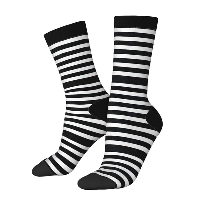 Balery Black And White Stripes Calcetas Largas con Estampado para Hombre y Mujer – Suaves y Transpirables, Talla Única (US 5-11)