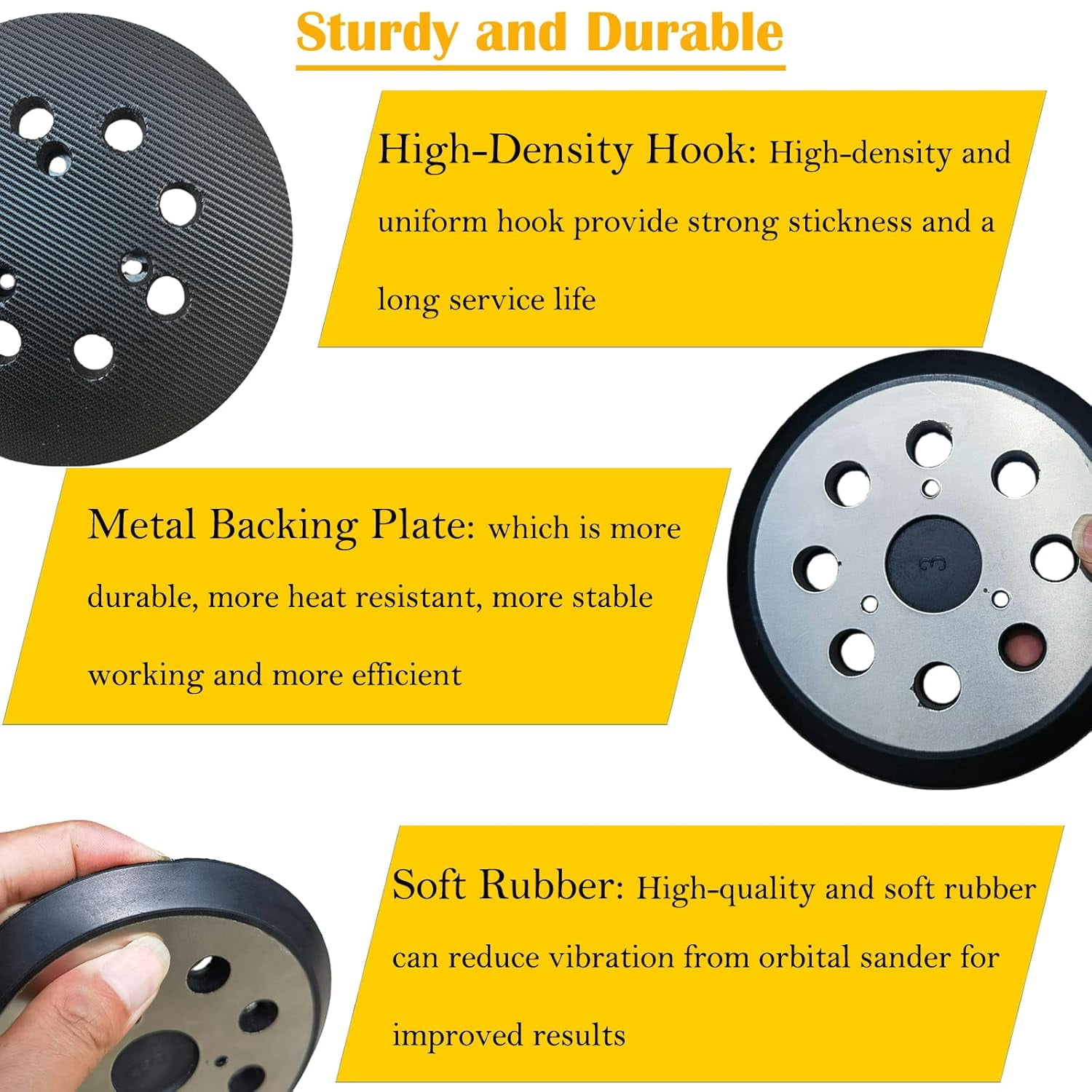FRKSMD-2 Pack 5 Inch 8-Hole Metal Replacement Sander Pads for Dewalt Sander - 5" Hook and Loop Sanding Pads for DeWalt DW420 DW421 DW422 DW423 DW426 D26451 Random Orbital Sander (2 Pack)