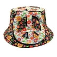 thumbnail image 1 of GPOECD Geometric Print European Style Flat Top Bucket Hat For Outdoor Sun Versatile Unisex Design Black,One Size, 1 of 6